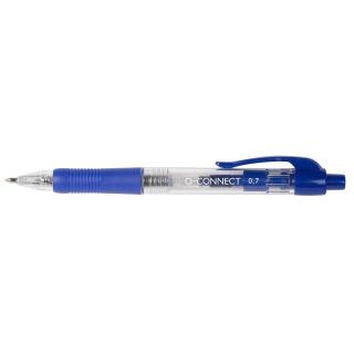 Długopis żelowy automatyczny Q-Connect, kartonik 10 sztuk, końcówka 0,7 mm niebieski