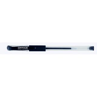 Długopis żelowy ze skuwką i gumowym uchwytem Office Products, kartonik 50 sztuk, końcówka 0,5 mm czarny