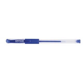 Długopis żelowy ze skuwką i gumowym uchwytem Office Products, kartonik 50 sztuk, końcówka 0,5 mm niebieski