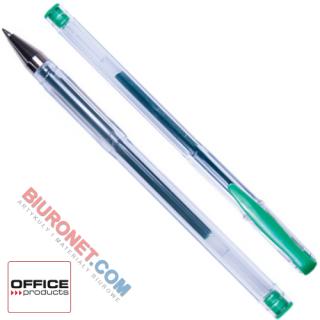 Długopis żelowy ze skuwką Office Products Classic, kartonik 50 sztuk, końcówka 0,7 mm zielony