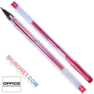 Długopis żelowy ze skuwką Office Products Classic, kartonik 50 sztuk, końcówka 0,7 mm czerwony