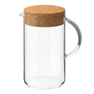 Dzbanek szklany do zimnych i gorących napojów IKEA 365+ 1,5L, transparentny z pokrywką korkową 1 sztuka