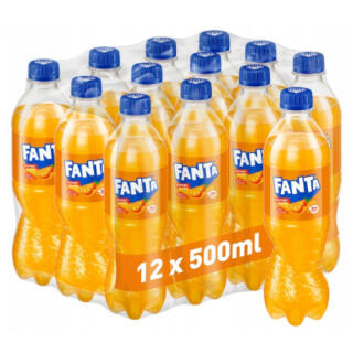Fanta 0,5L, pomarańczowy napój gazowany, w butelce PET 12 sztuk