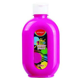 Farba plakatowa neonowa KEYROAD Poster Paint Fluo 300 ml, fluorescencyjna różowy