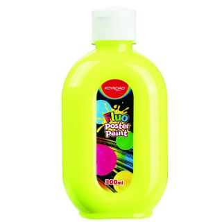 Farba plakatowa neonowa KEYROAD Poster Paint Fluo 300 ml, fluorescencyjna żółty