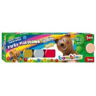 Farby plakatowe w słoiczkach 20 ml Bambino 12 kolorów