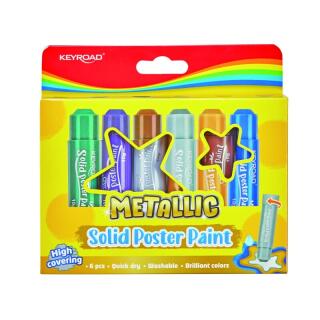 Farby plakatowe w sztyfcie metaliczne kolory 10 g KEYROAD Metallic, pudełko 6 kolorów