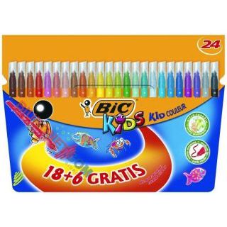 Flamastry szkolne BIC Kids Couleur, transparentna skuwka 24 kolory
