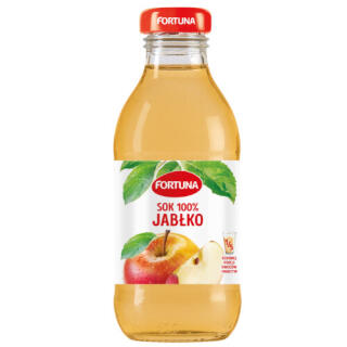 Fortuna Sok 100% Jabłko 300 ml, owocowy, w szklanej butelce 15 sztuk