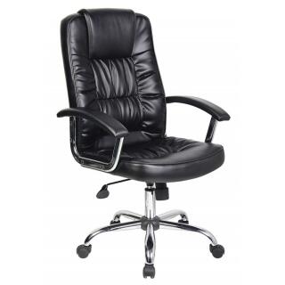 Fotel biurowy elegancki tapicerowany ekoskórą Cyprus Office Products, obrotowy z mechanizmem TILT czarny