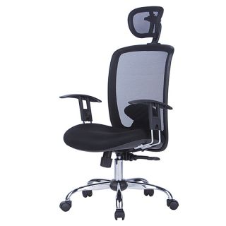 Fotel biurowy regulowany z zagłówkiem i siatkowym oparciem Samos Office Products, obrotowy czarny