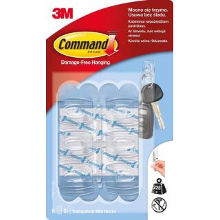 Haczyk uniwersalny Command 17006, transparentne, małe do 225 g 6 sztuk