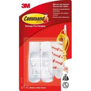 Haczyki uniwersalne Command 17001, białe, średnie do 1,3 kg 2 sztuki