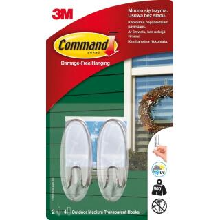 Haczyki zewnętrzne Command Outdoor 17091, transparentne, średnie do 900 g 2 sztuki