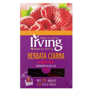 Herbata czarna IRVING Malinowa, aromatyzowa, torebki w kopertach 20 kopert