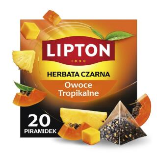 Herbata czarna Lipton Owoce Tropikalne, aromatyzowana, torebki piramidki 20 torebek