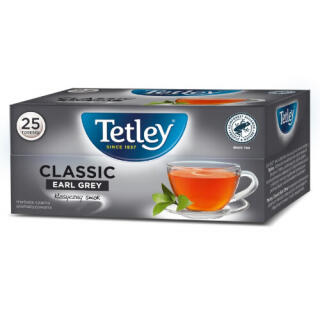 Herbata czarna Tetley Classic Earl Grey, aromatyzowana, torebki bez sznureczków 25 torebek