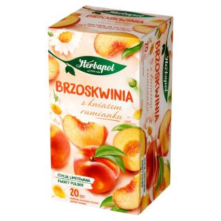 Herbata owocowa Herbapol Brzoskwinia z Kwiatem Rumianku, torebki bez sznureczków 20 torebek