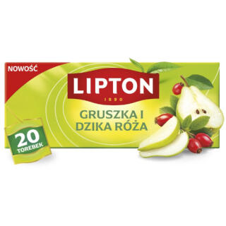 Herbata owocowa Lipton Gruszka i Dzika Róża, torebki ze sznureczkami 20 torebek