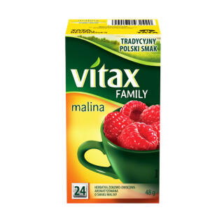 Herbata owocowa Vitax Family Malina, torebki bez sznureczków 24 torebki