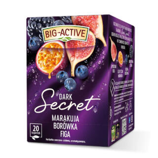 Herbatka owocowa Big-Active Dark Secret Marakuja Borówka Figa, aromatyzowana, torebki w kopertach 20 kopert