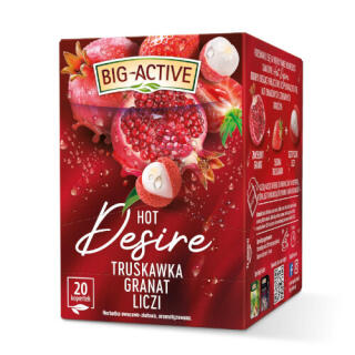 Herbatka owocowa Big-Active Hot Desire Truskawka Granat Liczi, aromatyzowana, torebki w kopertach 20 kopert