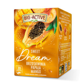 Herbatka owocowa Big-Active Sweet Dream Brzoskwinia Papaja Mango, aromatyzowana, torebki w kopertach
 20 kopert