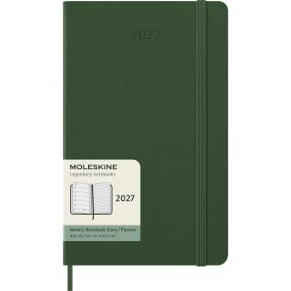 Kalendarz książkowy format 13x21 cm układ tygodniowy 2027 Moleskine Classic Planner Large, oprawa twarda myrtle green