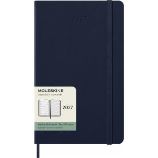 Kalendarz książkowy format 13x21 cm układ tygodniowy 2027 Moleskine Classic Planner Large, oprawa twarda sapphire blue