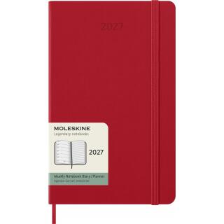 Kalendarz książkowy format 13x21 cm układ tygodniowy 2027 Moleskine Classic Planner Large, oprawa twarda scarlet red