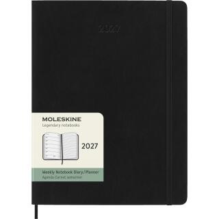 Kalendarz książkowy format 19x25 cm dzienny 2027 Moleskine Classic Planner XL, oprawa miękka czarny