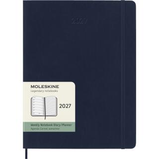Kalendarz książkowy format 19x25 cm dzienny 2027 Moleskine Classic Planner XL, oprawa miękka sapphire blue