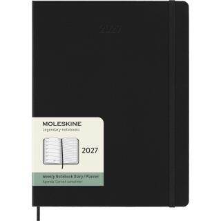 Kalendarz książkowy format 19x25 cm dzienny 2027 Moleskine Classic Planner XL, oprawa twarda czarny