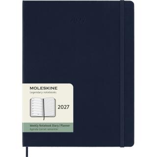 Kalendarz książkowy format 19x25 cm dzienny 2027 Moleskine Classic Planner XL, oprawa twarda sapphire blue