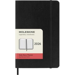 Kalendarz książkowy format 9x14 cm dzienny 2027 Moleskine Classic Planner Pocket, oprawa miękka czarny