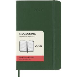 Kalendarz książkowy format 9x14 cm dzienny 2027 Moleskine Classic Planner Pocket, oprawa miękka myrtle green