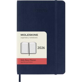 Kalendarz książkowy format 9x14 cm dzienny 2027 Moleskine Classic Planner Pocket, oprawa miękka sapphire blue