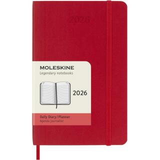 Kalendarz książkowy format 9x14 cm dzienny 2027 Moleskine Classic Planner Pocket, oprawa miękka scarlet red