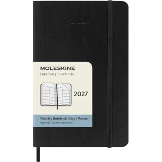Kalendarz książkowy format 9x14 cm miesięczny 2027 Moleskine Classic Planner Pocket, oprawa miękka czarny