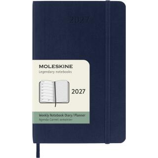 Kalendarz książkowy format 9x14 cm tygodniowy 2027 Moleskine Classic Planner Pocket, oprawa miękka sapphire blue
