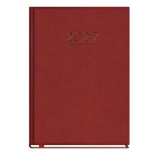 Kalendarz książkowy format A5 rozkład tygodniowy 2027 Michalczyk i Prokop Popularny T-209V, registry drukowane czerwona okładka