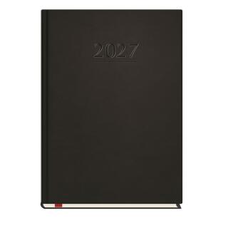 Kalendarz książkowy format A5 rozkład tygodniowy 2027 Michalczyk i Prokop Popularny T-209V, registry drukowane czarna okładka