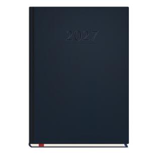 Kalendarz książkowy format A5 rozkład tygodniowy 2027 Michalczyk i Prokop Popularny T-209V, registry drukowane granatowa okładka