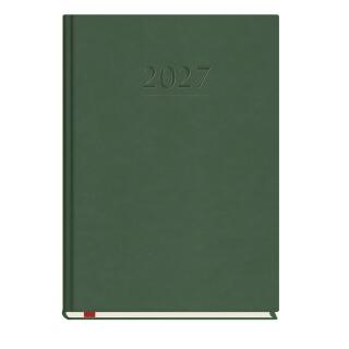 Kalendarz książkowy format A5 rozkład tygodniowy 2027 Michalczyk i Prokop Popularny T-209V, registry drukowane zielona okładka