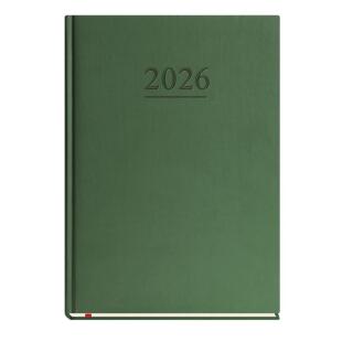Kalendarz książkowy format B5 rozkład tygodniowy 2027 Michalczyk i Prokop Klasyczny T-221V, registry drukowane zielona okładka