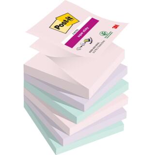 Karteczki harmonijkowe Post-it Super Sticky Z-Notes 76 x 76 mm, kolekcja Soulful, 3 kolory bloczków 6 x 90 kartek