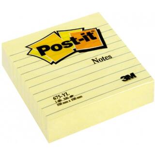 Karteczki samoprzylepne Post-it 100 x 100 mm, żółty bloczek w linie 1 x 300 kartek
