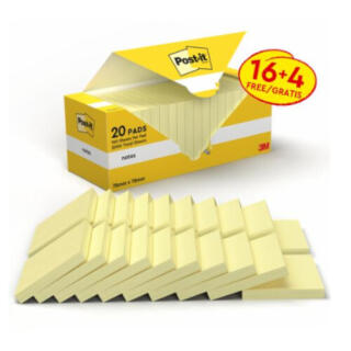 Karteczki samoprzylepne Post-it 76 x 76 mm, żółty bloczek 20 x 100 kartek