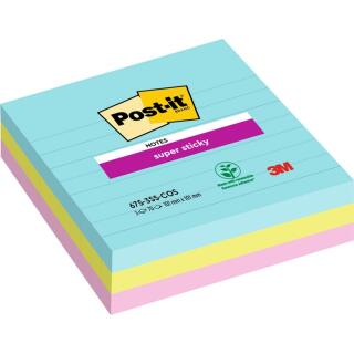 Karteczki samoprzylepne Post-it Super Sticky 101 x 101 mm, kolekcja Cosmic, 3 kolory bloczków w linie 3 x 70 kartek