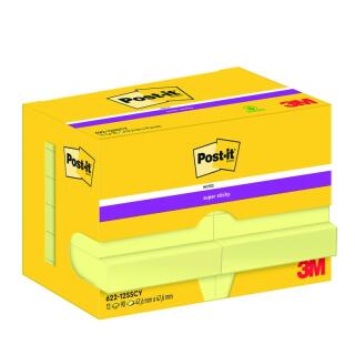 Karteczki samoprzylepne Post-it Super Sticky 47,6 x 47,6 mm, żółte bloczki 12 x 90 kartek